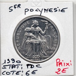 Polynésie Française 5 Francs 1990 FDC, Lec 59 pièce de monnaie