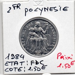 Polynésie Française 2 Francs 1984 FDC, Lec 34 pièce de monnaie