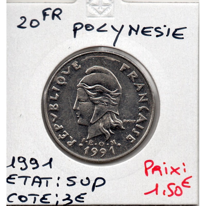 Polynésie Française 20 Francs 1991 Sup, Lec 104 pièce de monnaie Polynésie Française 20 Francs 1991 Sup, Lec 104 pièce de monnaie