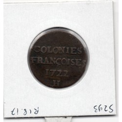 9 deniers Colonies Francoises 1722 H pour les amériques TB-,  Lec 193 pièce de monnaie