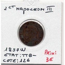 2 centimes Napoléon III tête nue 1857 W Lille TTB-, France pièce de monnaie
