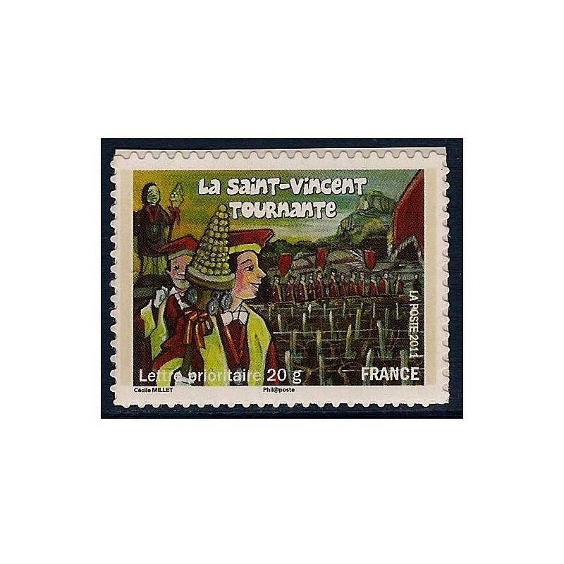 Autoadhésif Yvert No 583A Timbre Pro entreprise Saint Vincent Tournante en Bourgogne papier blanc