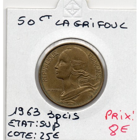 50 centimes Lagriffoul 1963 3 plis Sup, France pièce de monnaie