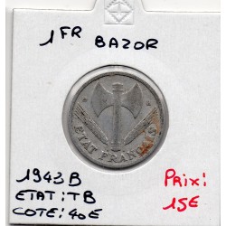 1 franc Francisque Bazor 1943 B TB, France pièce de monnaie