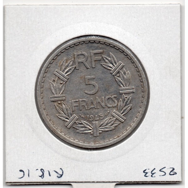 5 francs Lavrillier 1945 Sup, France pièce de monnaie