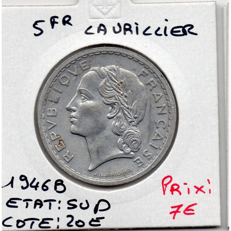 5 francs Lavrillier 1946 B Beaumont Sup, France pièce de monnaie