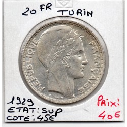 20 francs Turin 1929 Sup, France pièce de monnaie