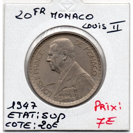 Monaco Louis II 20 francs 1947 Sup, Gad 137 pièce de monnaie