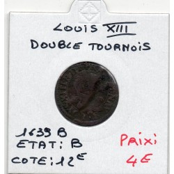 Double Tounois 1639 B Rouen Louis XIII pièce de monnaie royale