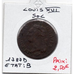 Sol 1787 D Lyon Louis XVI pièce de monnaie royale