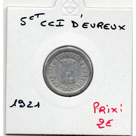 5 centimes Evreux de la chambre de commerce 1921 pièce de monnaie