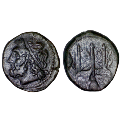 Sicile, Syracuse Hieron II Ae19 double Litra (-274 à -216) Poseidon