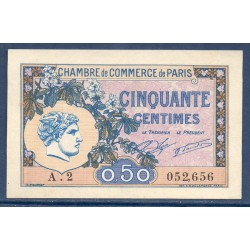Paris 50 centimes sup 10 mars 1920 Pirot 31 Billet de la chambre de commerce
