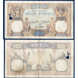 1000 Francs Cérès et Mercure TB 16.6.1932 Billet de la banque de France