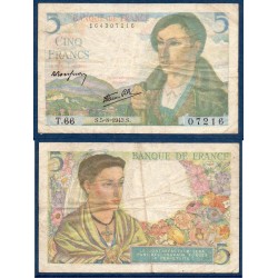 5 Francs Berger TB  5.8.1943 Billet de la banque de France