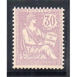 Timbre France Yvert No 128 Type Mouchon retouché 30c violet neuf **