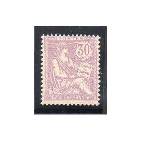 Timbre France Yvert No 128 Type Mouchon retouché 30c violet neuf **