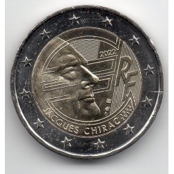 2 euro commémorative France 2022 Jacques Chirac piece de monnaie €