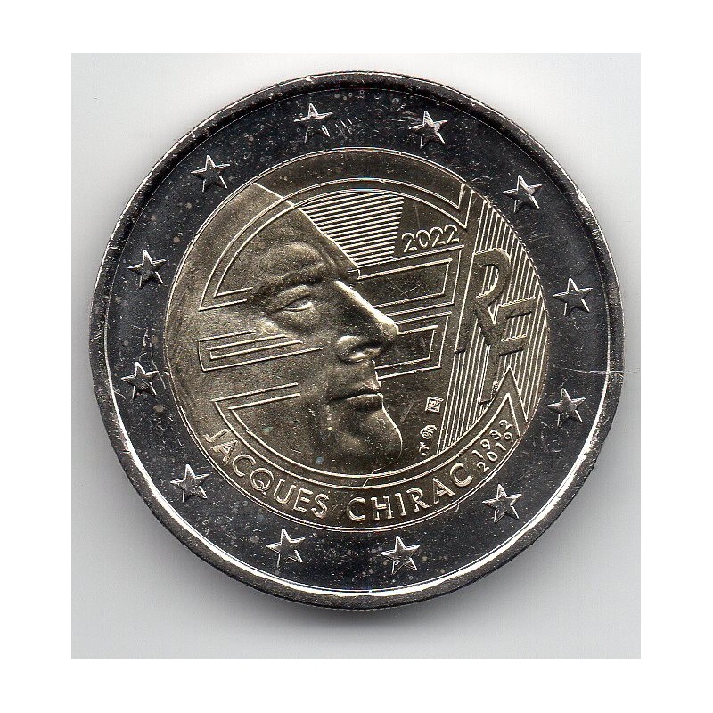 2 euro commémorative France 2022 Jacques Chirac piece de monnaie €