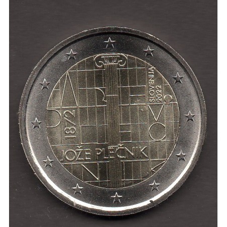 2 euro commémorative Slovénie 2022 Jože Plečnik piece de monnaie €