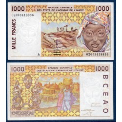 BCEAO Pick N°111Ak Neuf pour le Cote d'Ivoire, Billet de banque de 1000 Francs CFA 2002