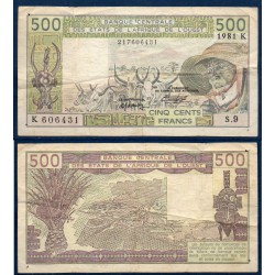BCEAO Pick N°706Kb pour le Senegal TTB-, Billet de banque de 500 Francs CFA 1984
