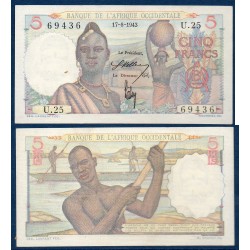 AOF Pick 36a, Billet de banque de 5 Francs SPL+ 18.7.1943