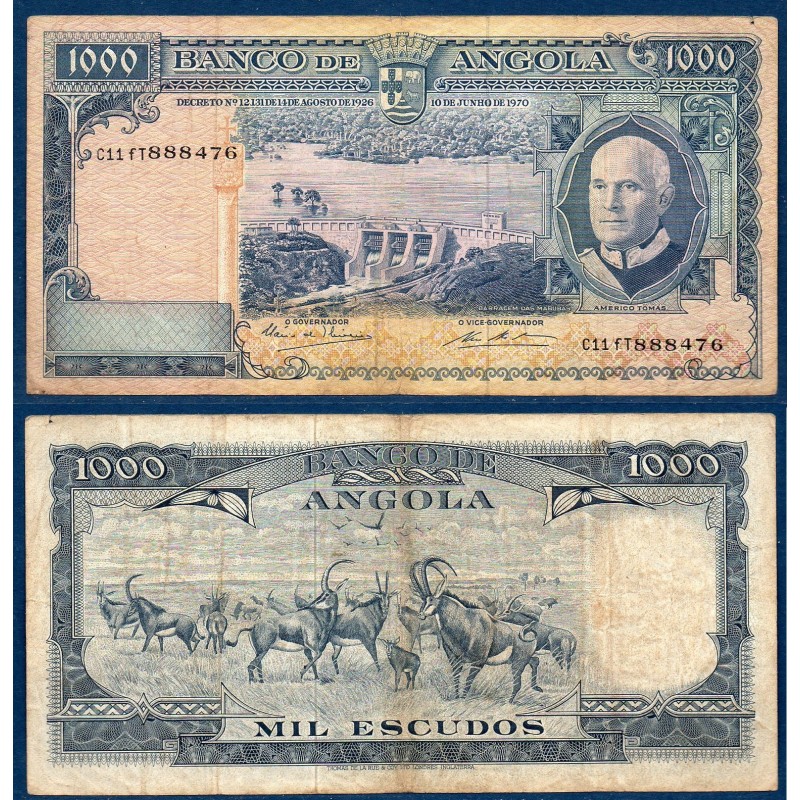 Angola Pick N°98 , Billet de banque de 1000 Escudos 1970