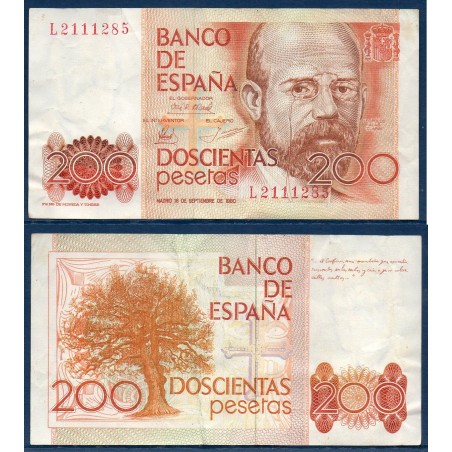 Espagne Pick N°156, TTB Billet de banque de 200 pesetas 1980