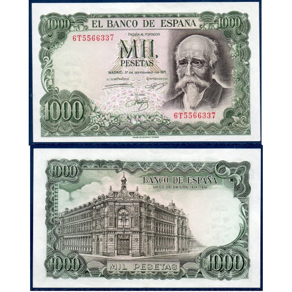 Espagne P.154, Sud Billet de 1000 pesetas 1971 Jose Echegaray