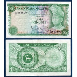 Malaisie Pick N°14a, TTB Billet de banque de 5 ringgit 1976