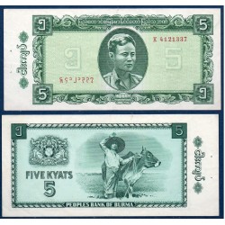 Myanmar, Birmanie Pick N°53, TTB Billet de banque de 5 Kyats 1965