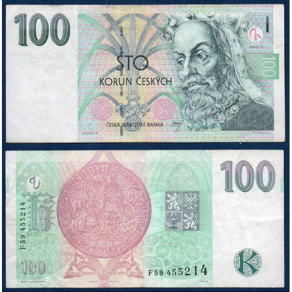 Republique Tchèque Pick N°18d, TTB Billet de banque de 100 Korun 1997 série F
