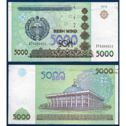Ouzbékistan Pick N°83, TTB Billet de banque de 5000 Sum 2013