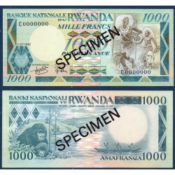 Rwanda Pick N°17s, Billet de banque de 1000 Francs 1981
