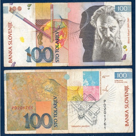 Slovénie Pick N°14a, TB Billet de banque de 100 Tollarjev 1992