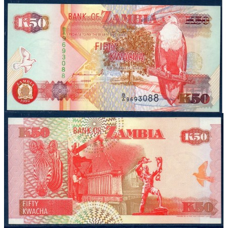 Zambie Pick N°37a, Billet de banque de 50 Kwacha 1992