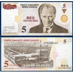 Turquie Pick N°217, Neuf Billet de banque de 5 Nouvelle Lira 2005