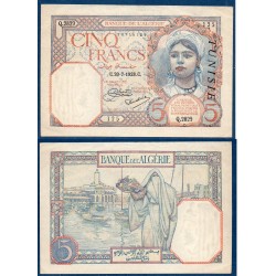 Tunisie Pick N°8a, Billet de banque de 5 francs 20.7.1928