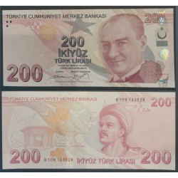 Turquie Pick N°227b, Billet de banque de 200 Lira 2009