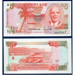 Malawi Pick N°24a, Billet de banque de 5 kwacha 1990