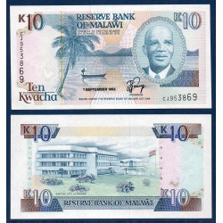 Malawi Pick N°25b, Neuf Billet de banque de 10 kwacha 1992