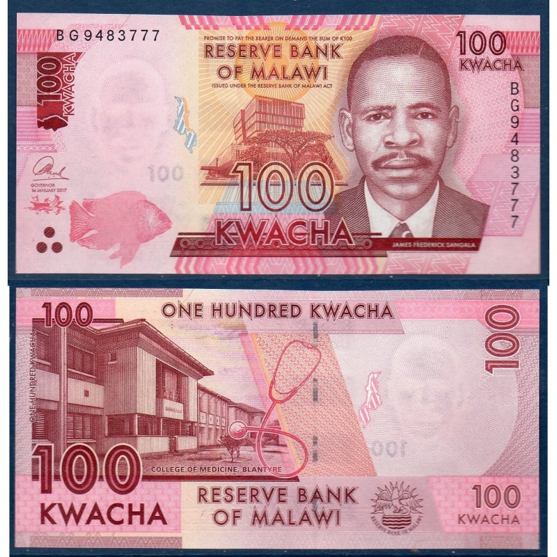 Malawi Pick N°65c, Billet de banque de 100 kwacha 2017