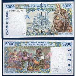BCEAO Pick 213Bl pour le Benin, Neuf Billet de banque de 5000 Francs CFA 2002