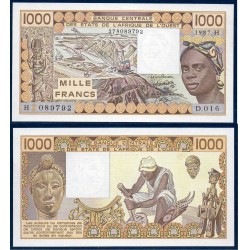 BCEAO Pick 607Hh pour le Niger, Billet de banque de 1000 Francs CFA 1987