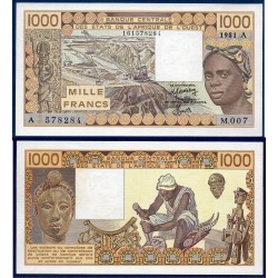 BCEAO Pick 107Ab pour la Cote d'Ivoire, neuf Billet de banque de 1000 Francs CFA 1981