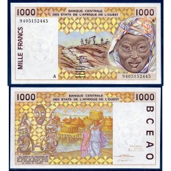 BCEAO Pick N°111Ae neuf pour le Cote d'Ivoire, Billet de banque de 1000 Francs CFA 1995