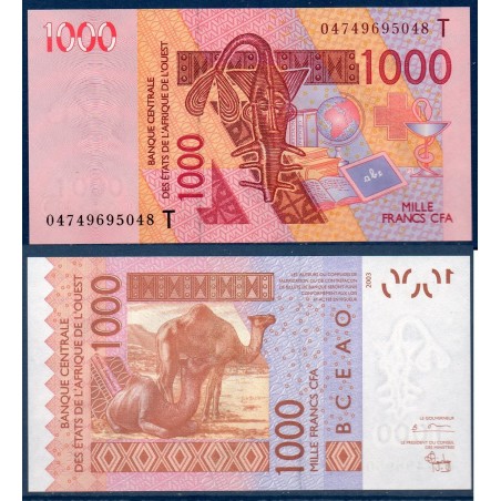 BCEAO Pick 815Tb pour le Togo, Neuf Billet de banque de 1000 Francs CFA 2004