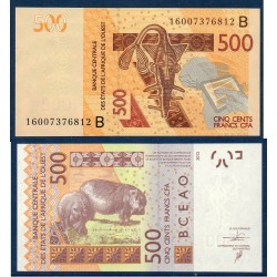 BCEAO Pick 219Be pour le Benin, Billet de banque de 500 Francs CFA 2016