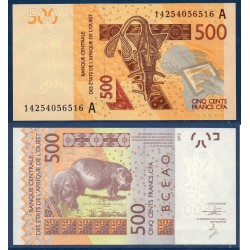 BCEAO Pick 119Ac pour la cote d'ivoire , Billet de banque de 500 Francs CFA 2014